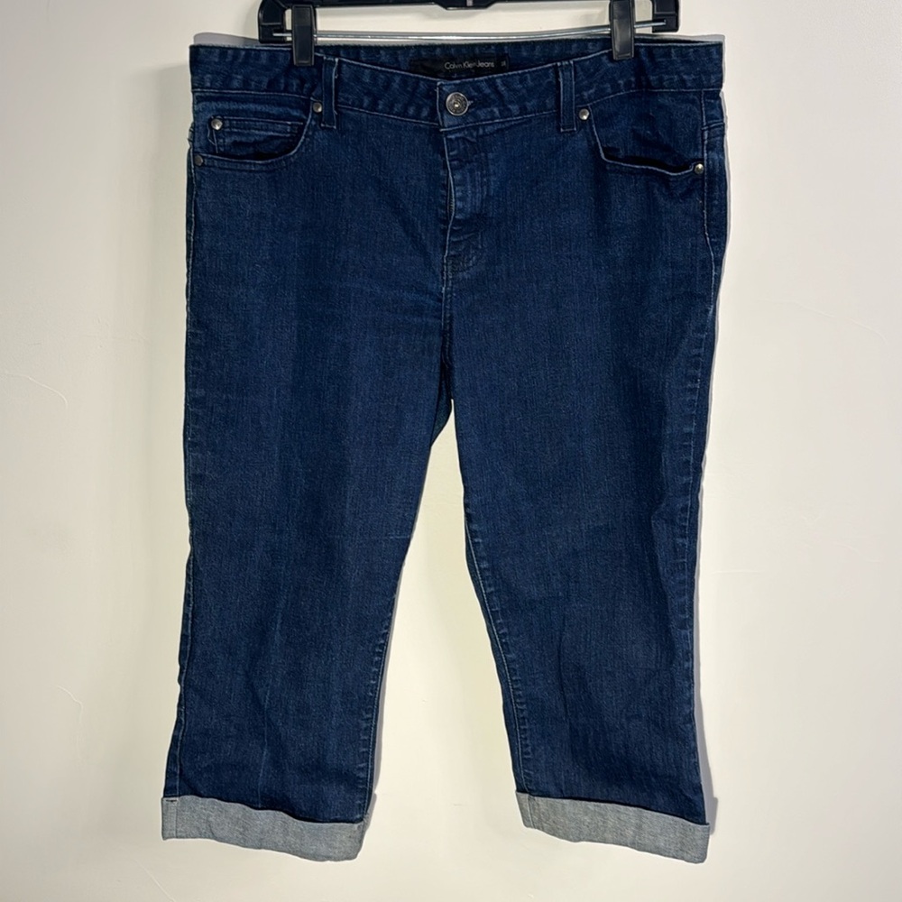 Calvin Klein Denim Capris, dark wash, size 16